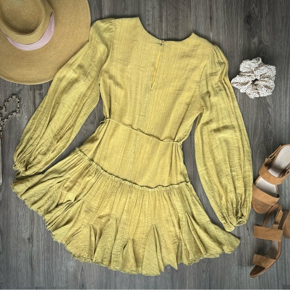 Hello Molly Medium Once In a Blue Moon Mini Dress with Long Sleeves Mustard - Picture 8 of 10